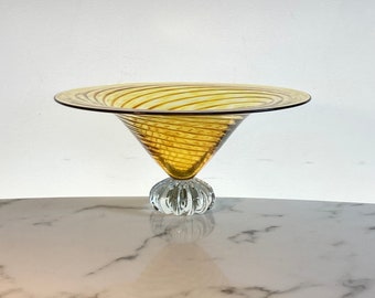 Handblown swirl glass bowl signed Kevin Rogers