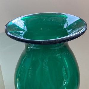 tall Blenko vase 7236 in emerald green handblown glass image 5