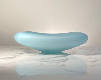 Double wall satin glass pillow shaped bowl