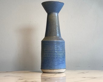 Blue matte glazed post-modern ceramic vase