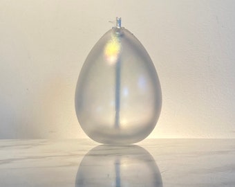 Handblown / signed irrideacent glass oil lamp