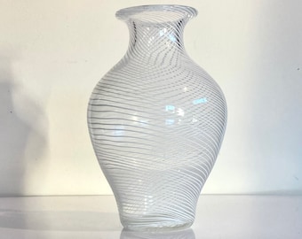 Handblown Italian vase with swirl pattern