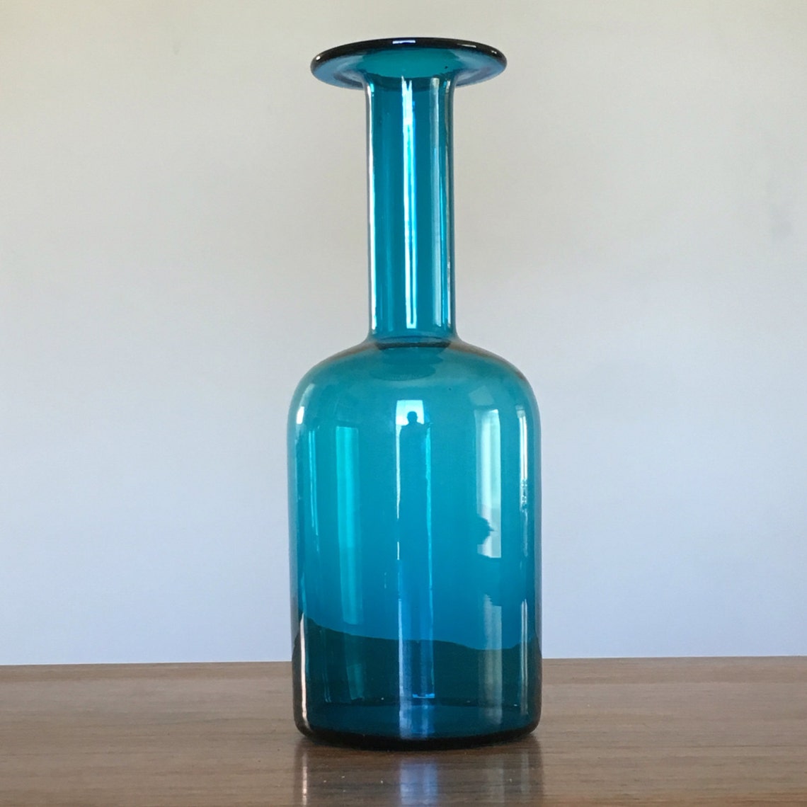 Holmegaard Handblown Gull Vase in Teal Glass by Arne Bang Etsy