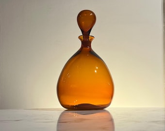 Blenko #649 handblown  balloon Decanter in Honey colored glass from 1964