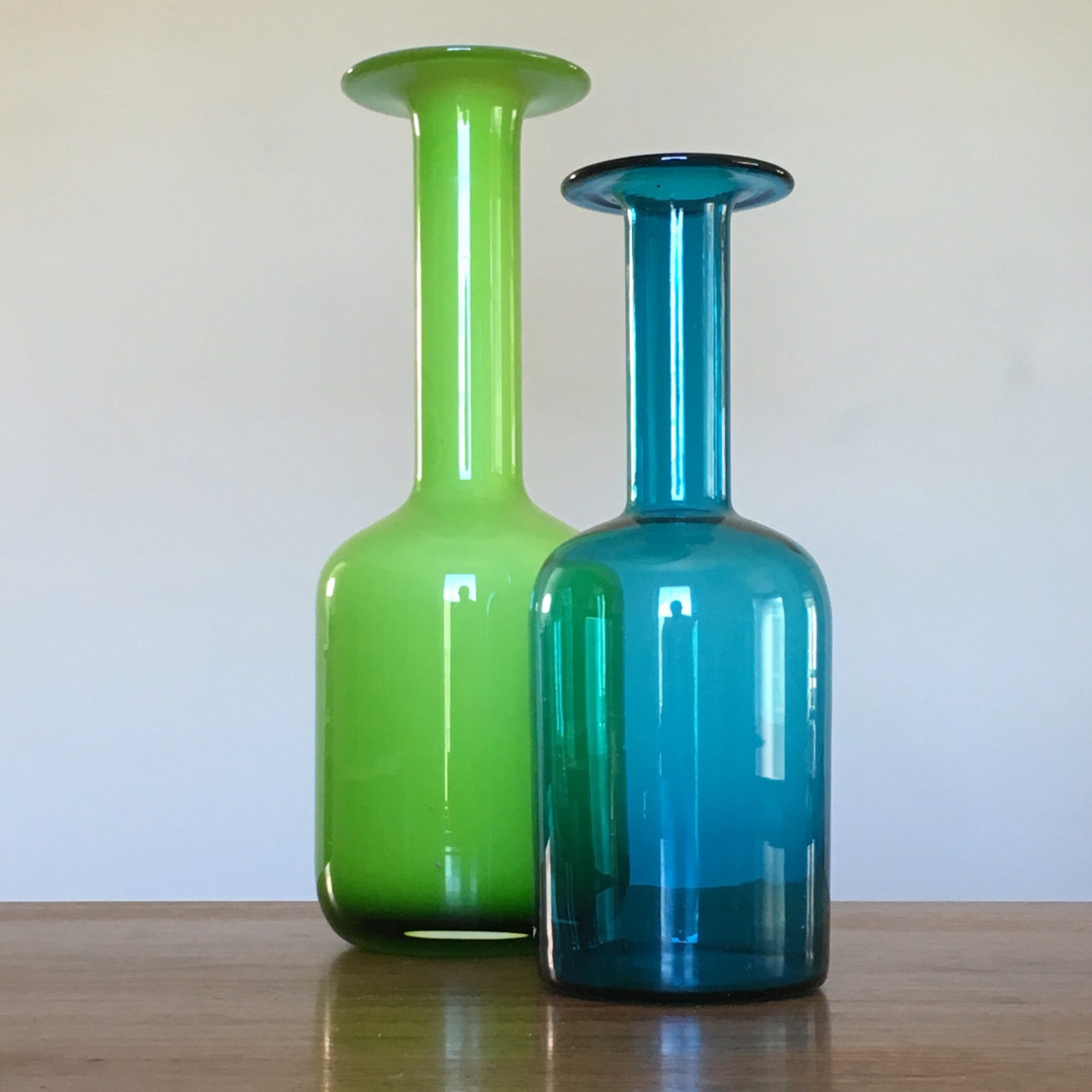 Holmegaard Handblown Gull Vase in Teal Glass by Arne Bang Etsy