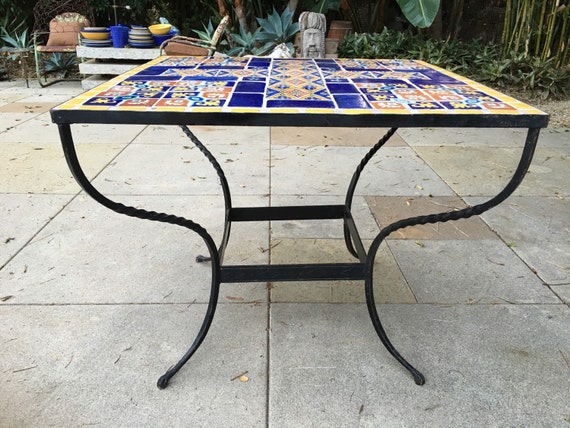 Antique 1920s Hispano Moresque California Tile and Wrough Iron Dining Table Etsy