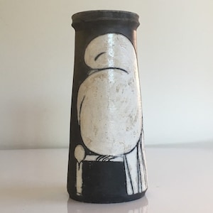 Modernist ceramic vase with bird motif image 1
