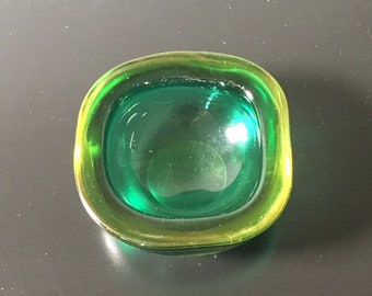 Sommerso Art glass bowl in iridescent yellow and green