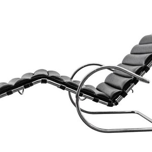 Ludwig Mies Van der Rohe design MR Adustable Lounge Chaise in leather and chrome made in italy