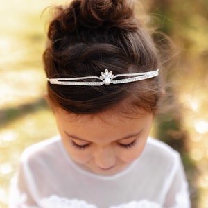 Avalyn’s Tiara - Silver White Gold Color Metal Clear Crystal Faux Diamond Small Petite Low Profile Minimal