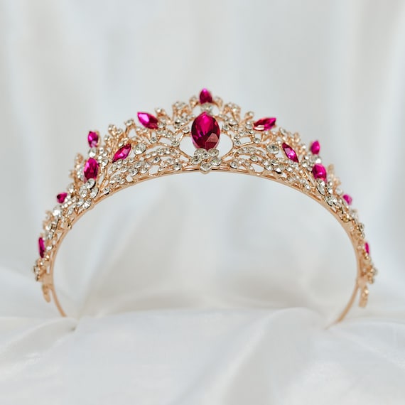 Elegant Pink and Gold Tiara Amazon.com: CURASA Gold and Pink Princess Crown Tiaras and  main image 4