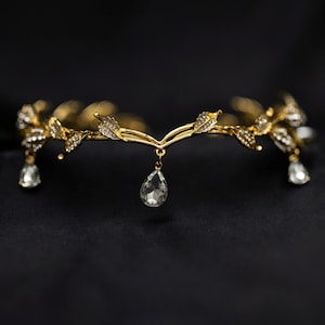 Octavia’s Crystal Drop Head Band in Gold Color Metal