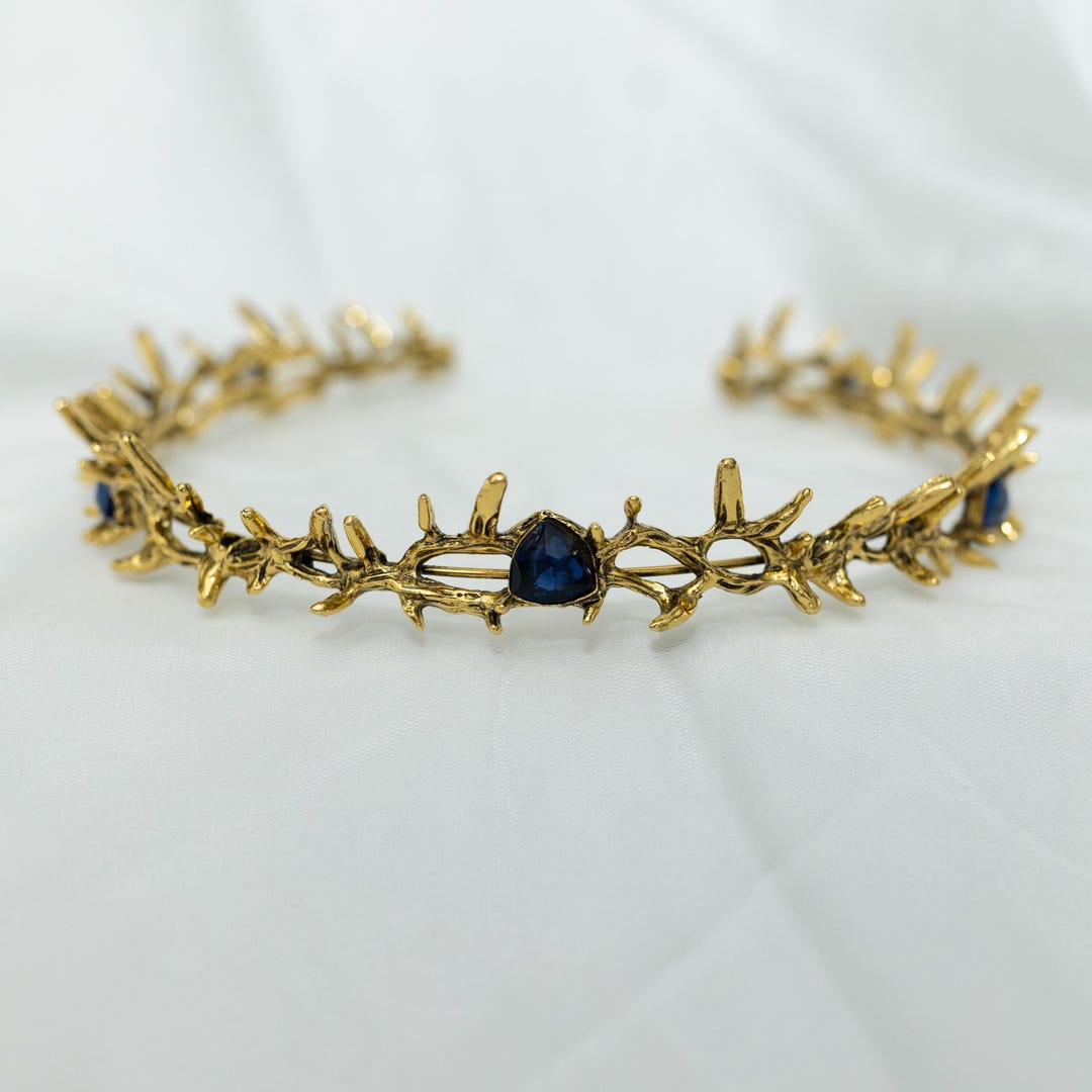Gabriel's Crown in Antique Gold & Blue - Faux Sapphire Crown for King ...