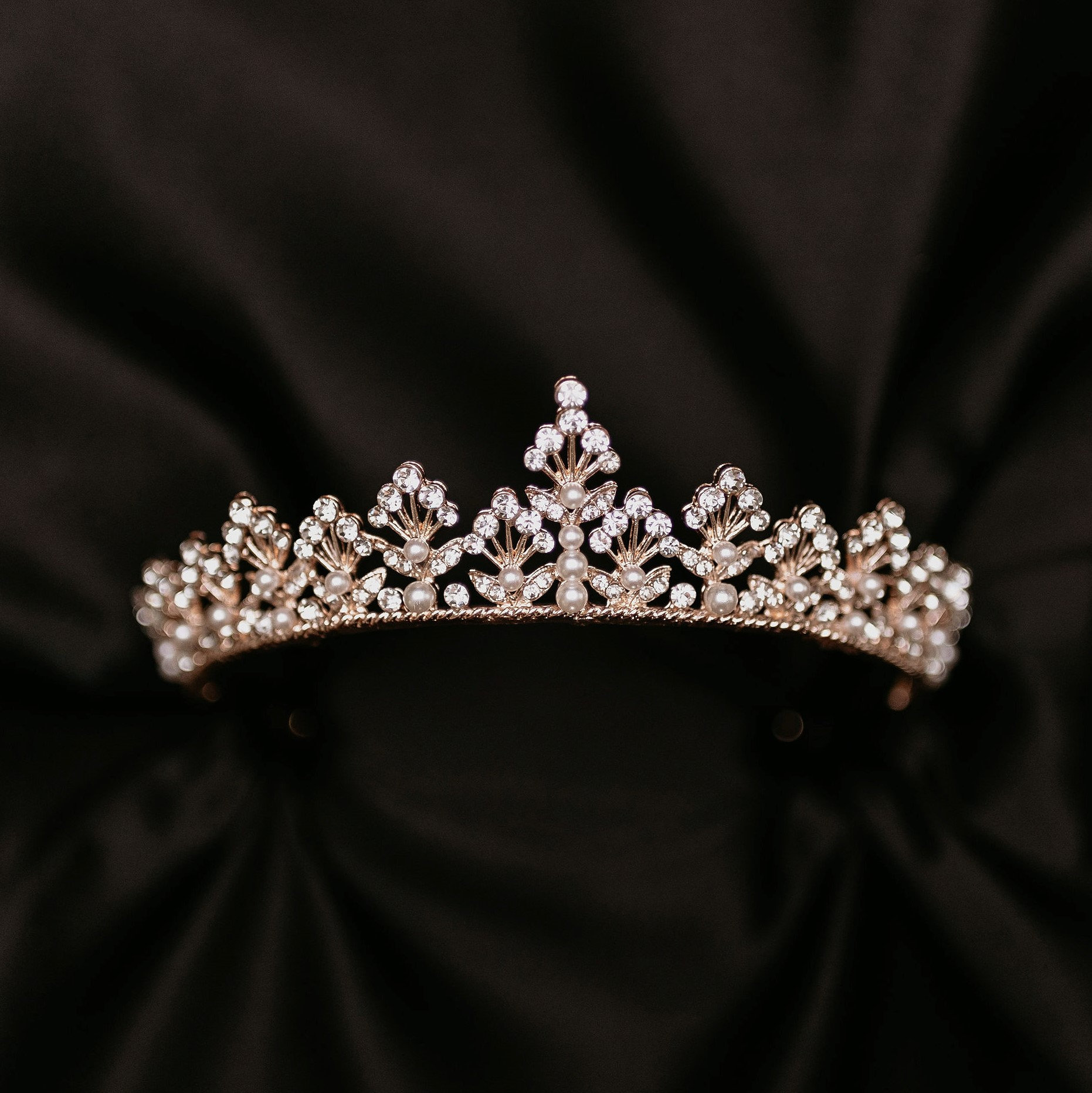 Pearl & Crystal Rose Gold Tiara Wedding Tiara Crystal Wedding Crown Bridal Tiara GRAND  main image 3