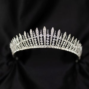 Theia’s Tiara in Silver White Gold Color Metal with Clear Crystal Faux Diamond