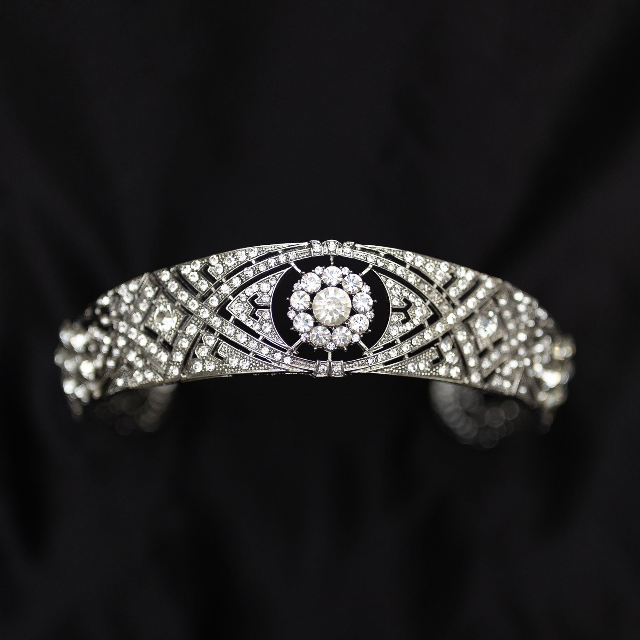 Megan's Tiara in Silver White Gold Color Metal & Faux Diamond Clear Crystals