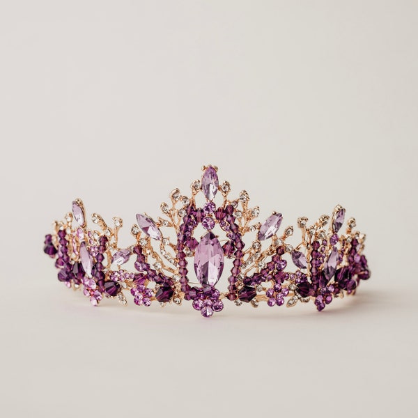 Felicity’s Tiara - Purple Color Crystals in Gold Color Metal