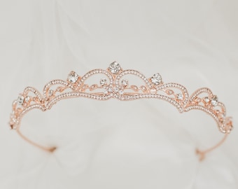 Elyse's Tiara in Rose Gold Pink Color Metal, Petite, Dainty, Low Profile, Minimalist