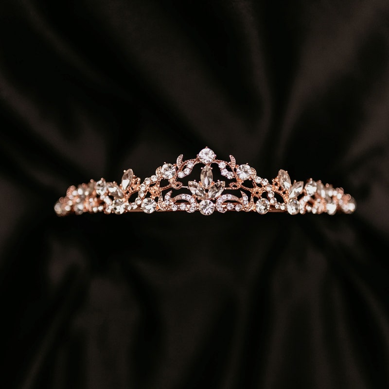 Tiara With Roses Rose Gold Tiara - Etsy