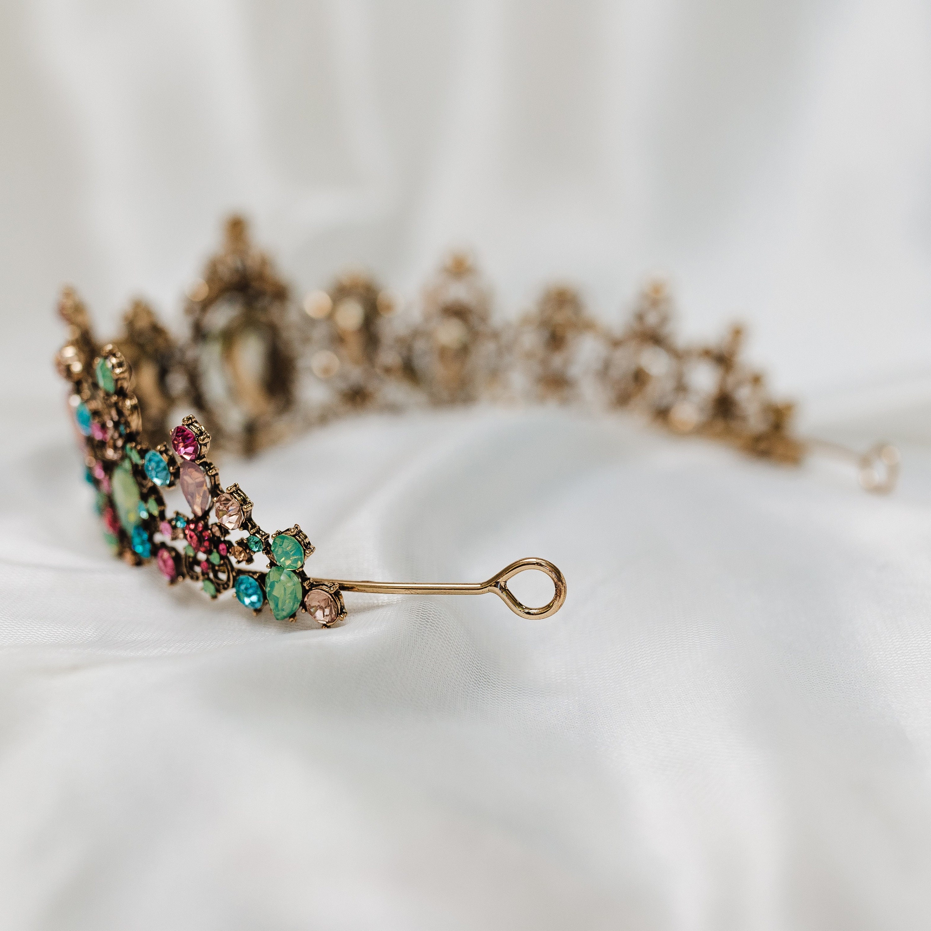 Vintage Multicolor Jeweled Tiara - Pink, Blue, Green, Gold Multicolor Tiara - Etsy main image 2