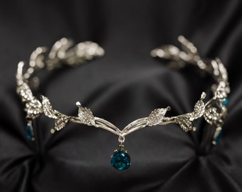 Octavia’s Crystal Drop Head Band in Silver & Blue