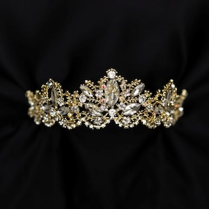Chrissy&#39;s Tiara in Gold Color Metal & Clear Crystal Faux Diamond