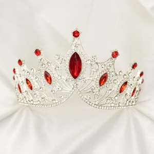 Regina’s Tiara in Red Faux Ruby and Silver White Gold Color Metal