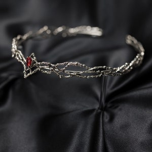 King's Crown in Silver & Red - White Gold Color Metal With Red Faux ...
