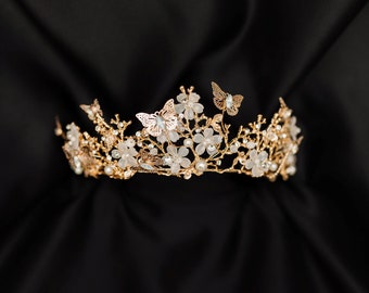 Verna’s Butterfly Tiara in Gold Color Metal