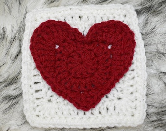 Valentine's Heart Granny Square Crochet Pattern, easy to follow digital crochet instructions, heart blanket pattern, holiday Afghan block