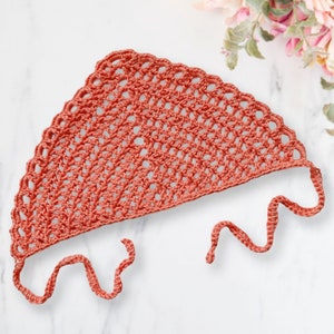 Crochet Mesh Lace Bandana, Beginner Friendly digital crochet pattern, instant download lace hair kerchief pattern
