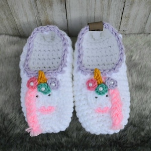 Patrón Unicornio Zapatillas para niños, Patrón de crochet zapatillas de unicornio para niños pequeños, patrón de crochet digital tamaño niños zapatillas de casa de crochet