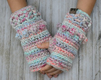 Crochet Fingerless Gloves Pattern, instant download pdf pattern, easy crochet mitten pattern size Medium and Large