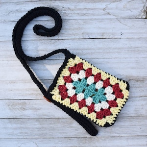 Crochet Pattern, crochet phone bag pattern, crochet granny square bag pattern, granny square phone purse pattern, crossbody bag pattern