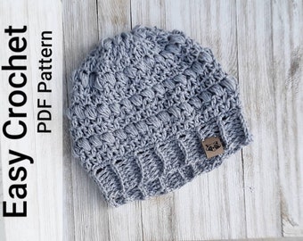 Easy Crochet Dahoon Slouch Beanie, womens winter crochet hat, crochet winter slouchy hat, beginners crochet pattern, instant download pdf