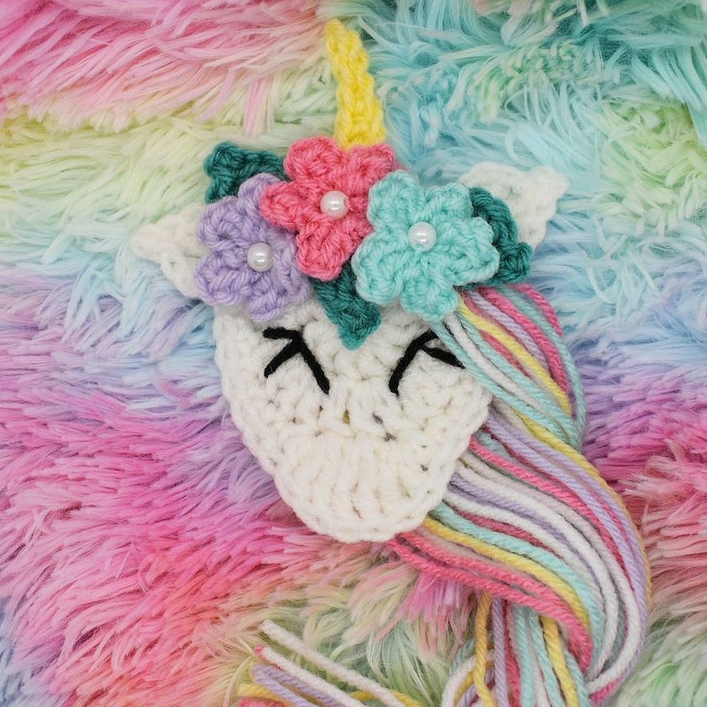 Download Bashful Unicorn Applique crochet pattern easy crochet | Etsy