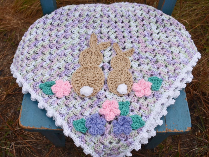 Bunny Rabbit Crochet Pattern Applique for Baby Blankets Etsy