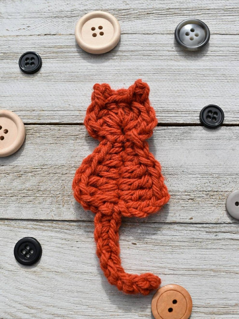 Super Simple Cat Applique Crochet Pattern, instant download pdf easy crochet pattern, kitty cat design, beginner crochet cat embellishment image 6