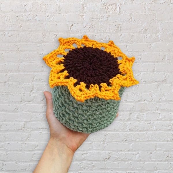 Pattern Sunflower toilet paper cover, crochet pdf pattern sunflower bathroom decoration, toilet paper roll storage, toilet paper holder