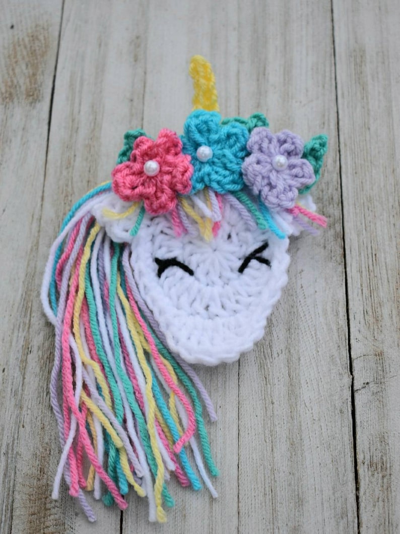 Download Bashful Unicorn Applique crochet pattern easy crochet | Etsy