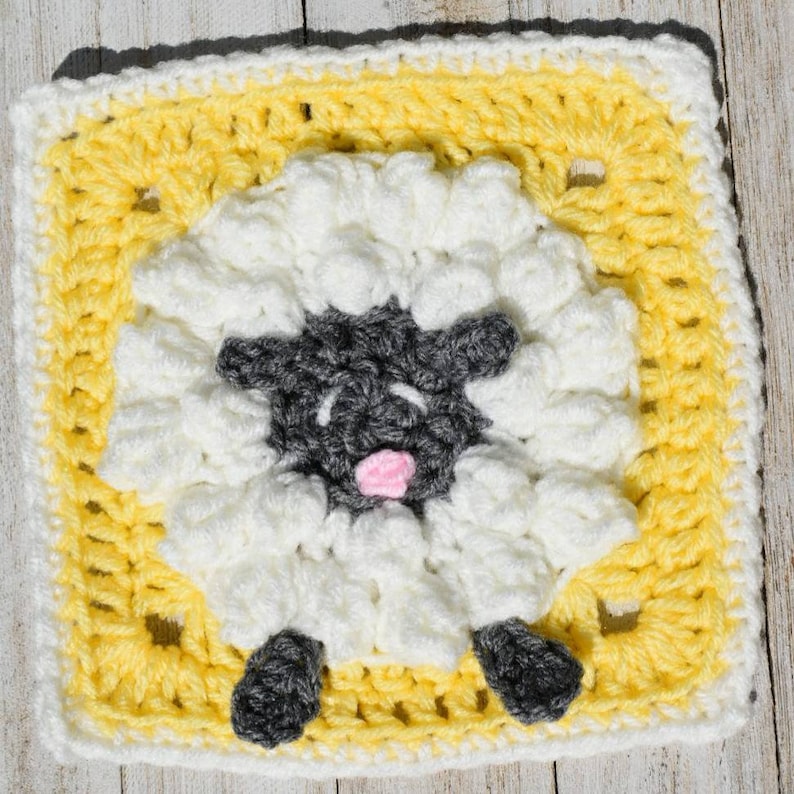 Sheep Granny Square crochet pattern, instant download pdf, easy crochet lamb pattern, granny square baby blanket pattern image 9