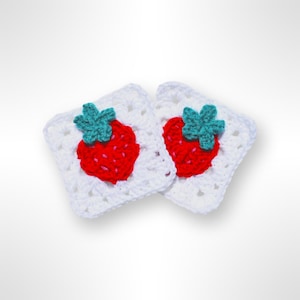 Digital Pattern strawberry granny square, crochet berry, strawberries afghan block, instant download pdf, Easy skill level crochet pattern