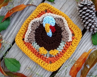Crochet Thanksgiving Turkey Granny Square Pattern (PDF Pattern)