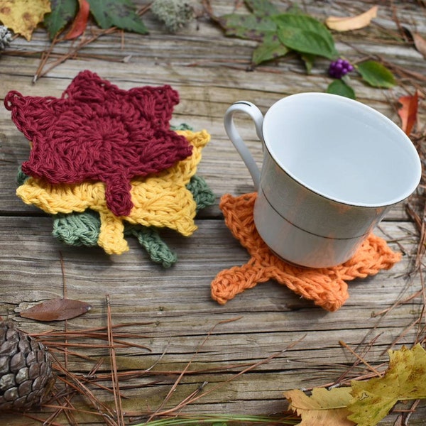 Autumn Leaf crochet pattern, Sweet Gum Leaf coaster, crochet Fall leaves, instant download easy crochet pattern, fall home decoration