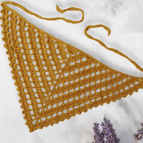 Crochet Eyelet Bandana Pattern: Beginner Friendly Lace Kerchief (Digital Download)