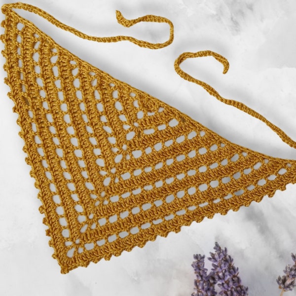 Crochet Eyelet Bandana Pattern: Beginner Friendly Lace Kerchief (Digital Download)