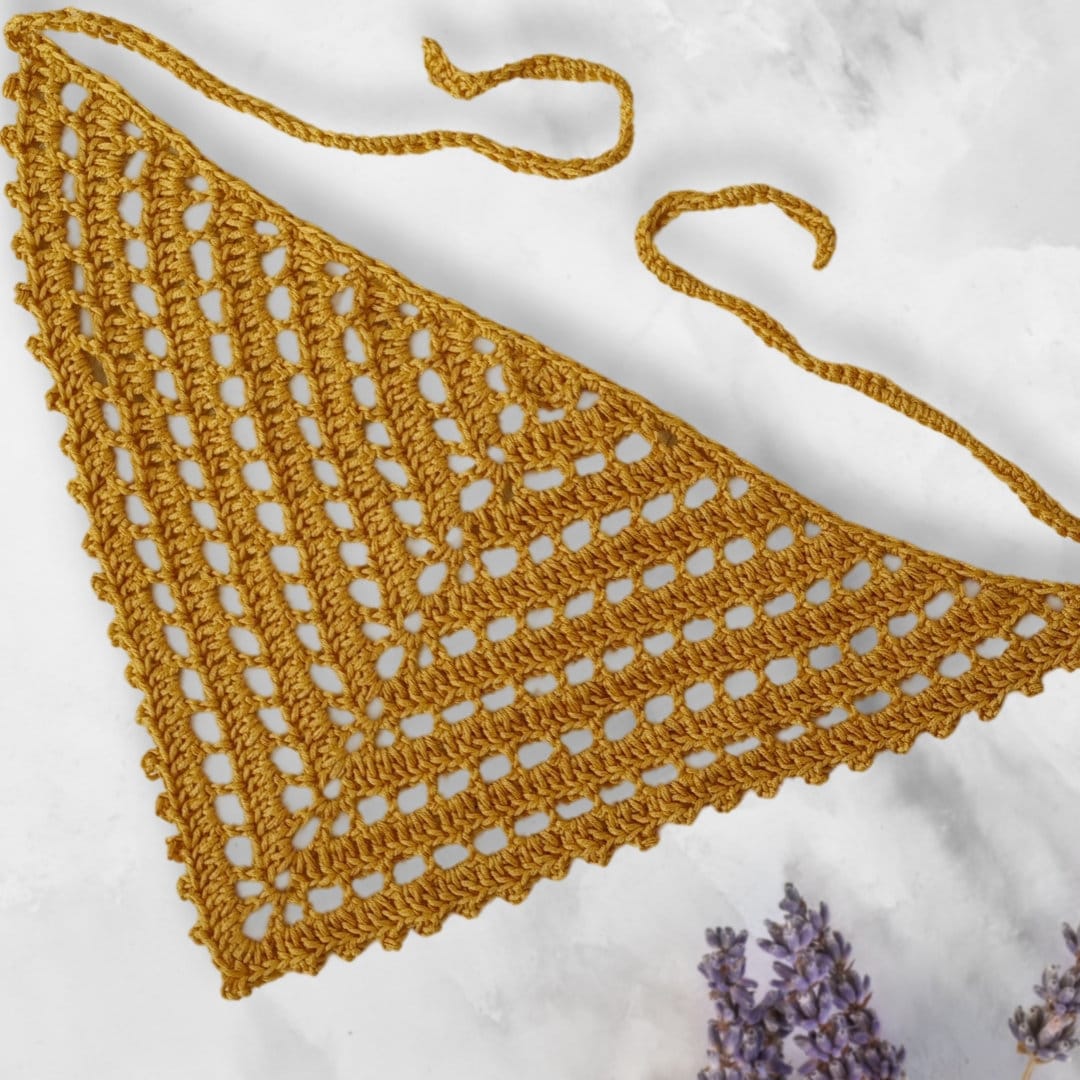 38 Head Scarf Crochet Patterns for Bandanas, Kerchiefs, and Stylish Wraps 24 Crochet Eyelet Bandana Pattern: Beginner Friendly Lace