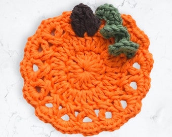 Lacy Pumpkin Coaster Crochet Pattern: Halloween Mug Rug (Digital Download)