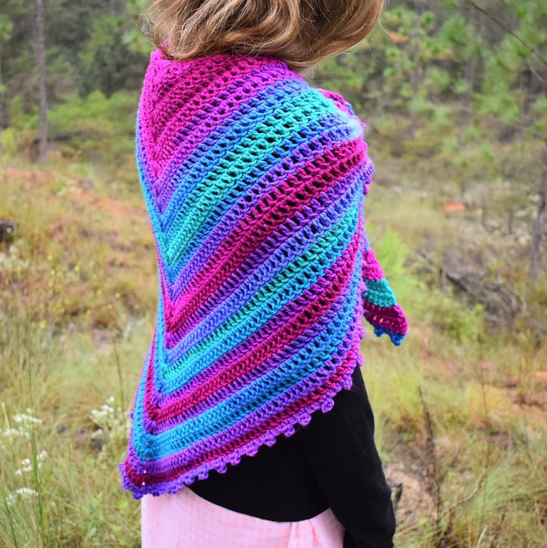 easy crochet stripe shawl pattern instant download crochet pattern Triangle scarf pattern women/'s scarf and winter wrap digital pattern