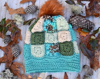 Patchwork Granny Square Hat Crochet Pattern (Digital Download)